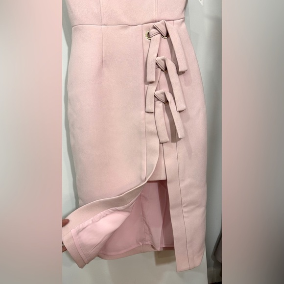 NWT Rebecca Vallance Celestina Knotted Crepe Dress Pink Midi Size 2 - Picture 11 of 13